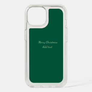 Merry Christmas green plain solo background holida iPhone 15 Case