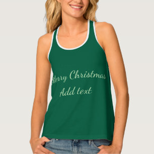 Merry Christmas green plain solo background holida Tank Top