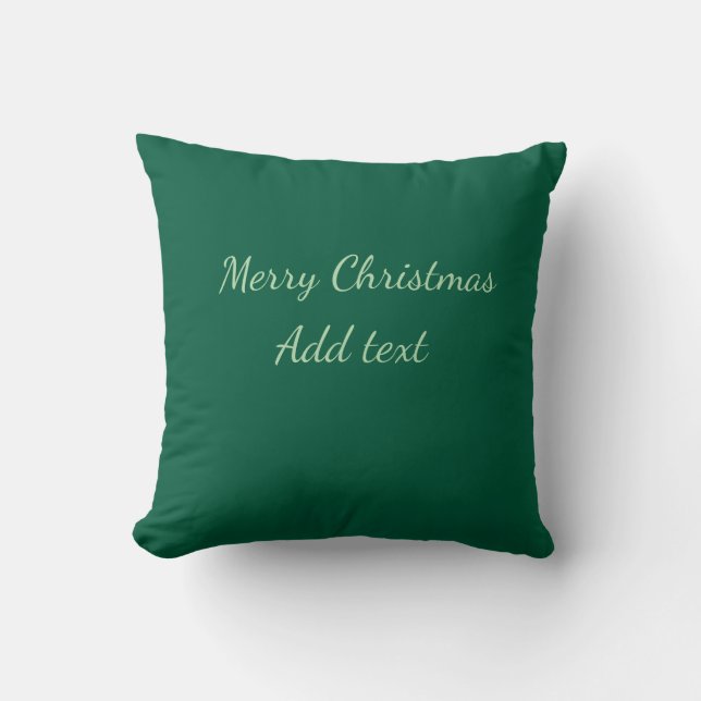 Merry Christmas green plain solo background holida Throw Pillow (Front)
