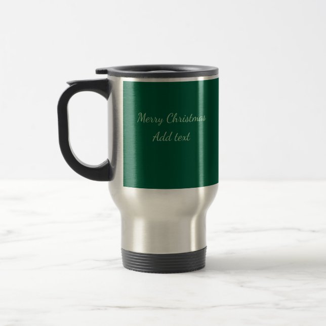 Merry Christmas green plain solo background holida Travel Mug (Left)