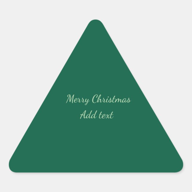 Merry Christmas green plain solo background holida Triangle Sticker (Front)