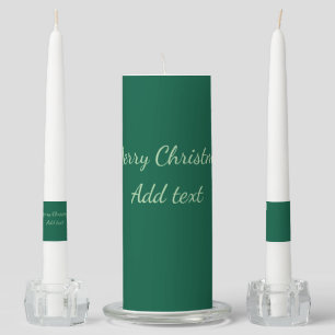 Merry Christmas green plain solo background holida Unity Candle Set