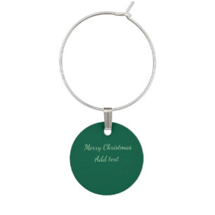 Merry Christmas green plain solo background holida Wine Charm