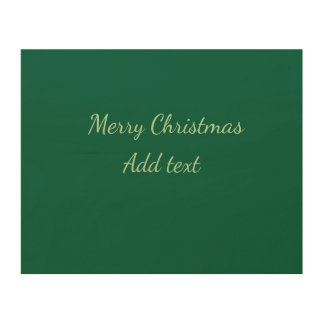 Merry Christmas green plain solo background holida Wood Wall Art