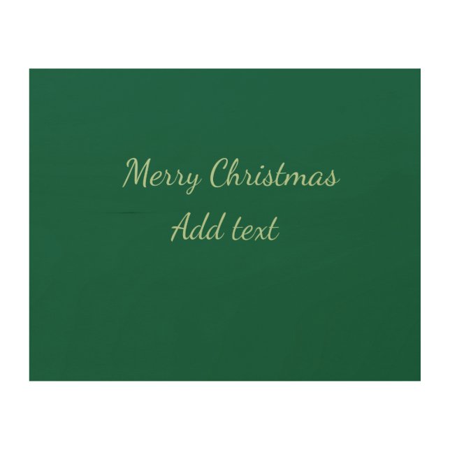 Merry Christmas green plain solo background holida Wood Wall Art (Front)