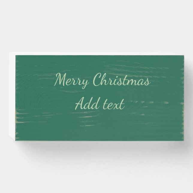 Merry Christmas green plain solo background holida Wooden Box Sign (Front Horizontal)