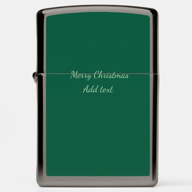 Merry Christmas green plain solo background holida Zippo Lighter (Front)