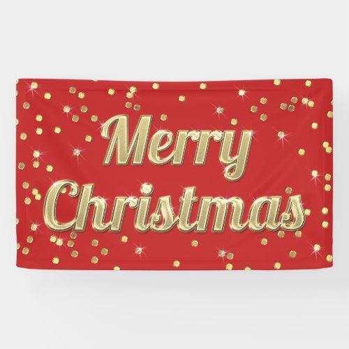 Merry Christmas Green Red Bling Confetti Banner