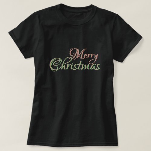 Merry Christmas Green Red Gold Text T_Shirt