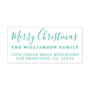 Merry Christmas Green Return Address Self-inking Stamp