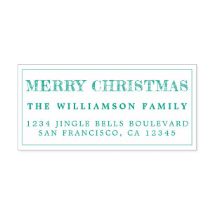 Merry Christmas Green Return Address Self-inking Stamp