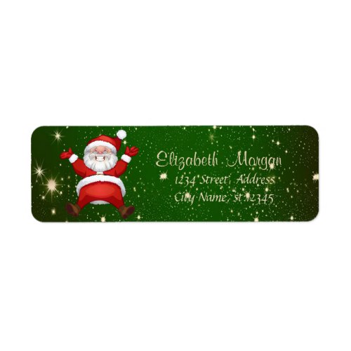 Merry ChristmasGreen Santa Claus Label