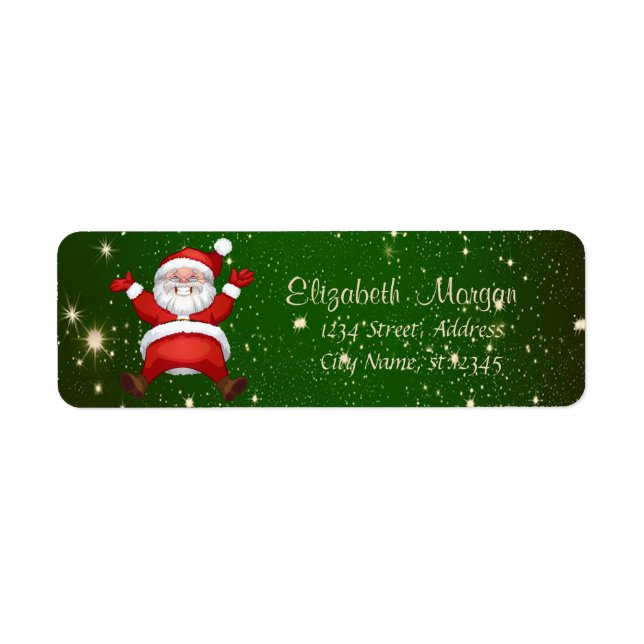 Merry Christmas,Green, Santa Claus Label (Front)