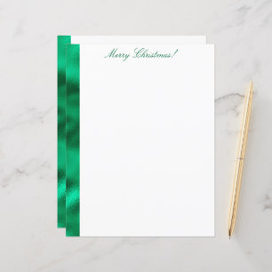 Merry Christmas Green Satin Metallic Stationary