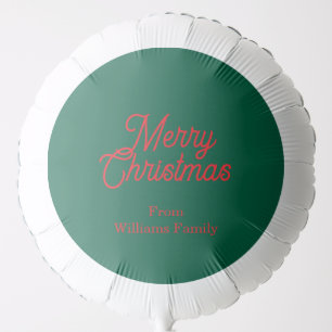 Merry Christmas Green Script Holiday Balloon