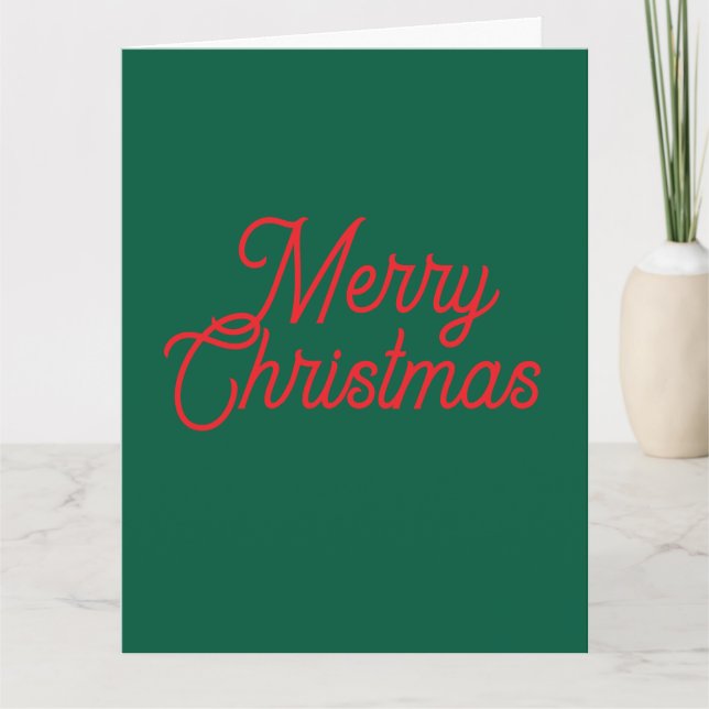 Merry Christmas Green Script Holiday Card (Front)