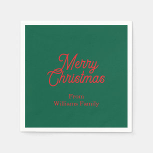 Merry Christmas Green Script Holiday Napkins