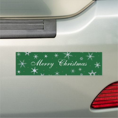 Merry Christmas Green Snowflakes Car Magnet