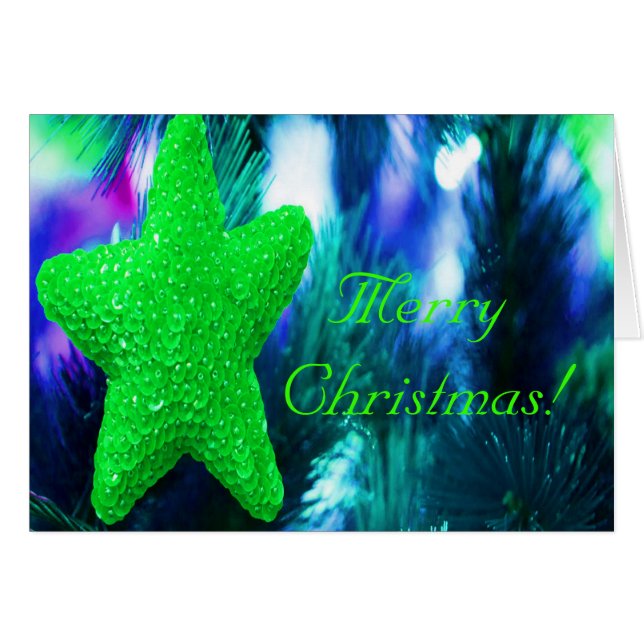 Merry Christmas Green Star Cards (Front Horizontal)