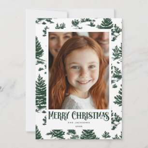 Merry Christmas Green Toile Holiday Design Card