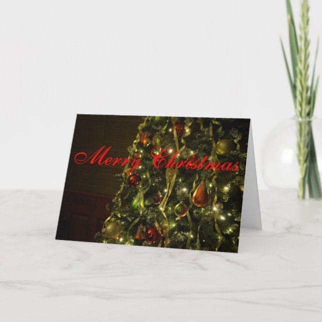 Merry Christmas Green Tree Holiday Card (Front)