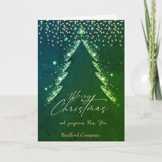 Merry Christmas, Green Tree, Lights Green Company Holiday Card (Front)