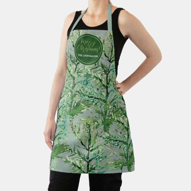 Merry Christmas Green Tree personalized Apron (Insitu)