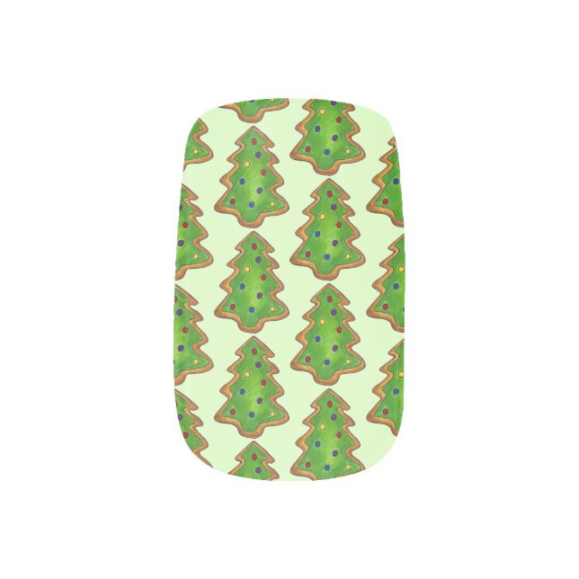 Merry Christmas Green Tree Sugar Cookie Holiday Minx Nail Art (Left Thumb)