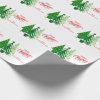 Merry Christmas, Green Trees Wrapping Paper