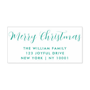 Merry Christmas Green Typography Self-inking Stamp