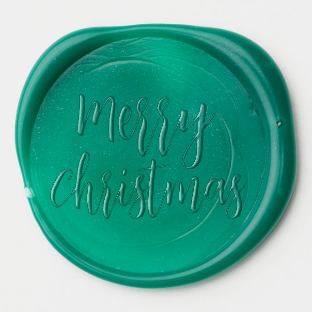 Merry Christmas Green Wax Seal Sticker (Front)