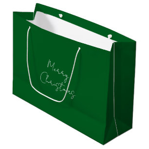 Merry Christmas Green White Custom Colorful Bright Large Gift Bag