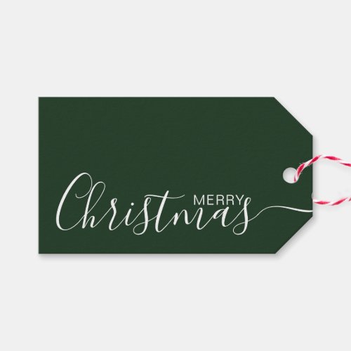 Merry Christmas Green White Minimalist Gift Tags