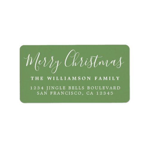 Merry Christmas Green White Return Address Label
