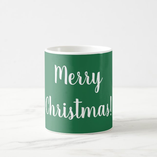 Merry Christmas Green & White Typography Festive Coffee Mug (Center)
