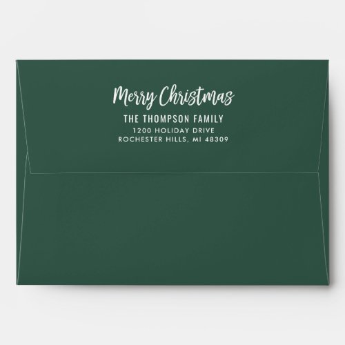 Merry Christmas Green with White Stripes Holiday Envelope