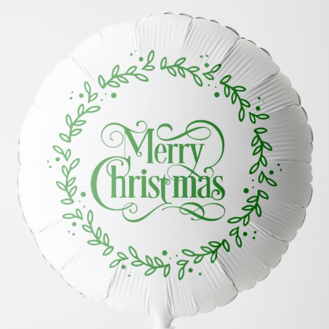 MERRY CHRISTMAS GREEN WREATH Balloon (Front)