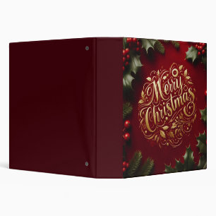 Merry Christmas greenery 3 Ring Binder