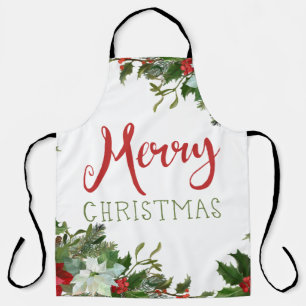Merry Christmas greenery  Apron
