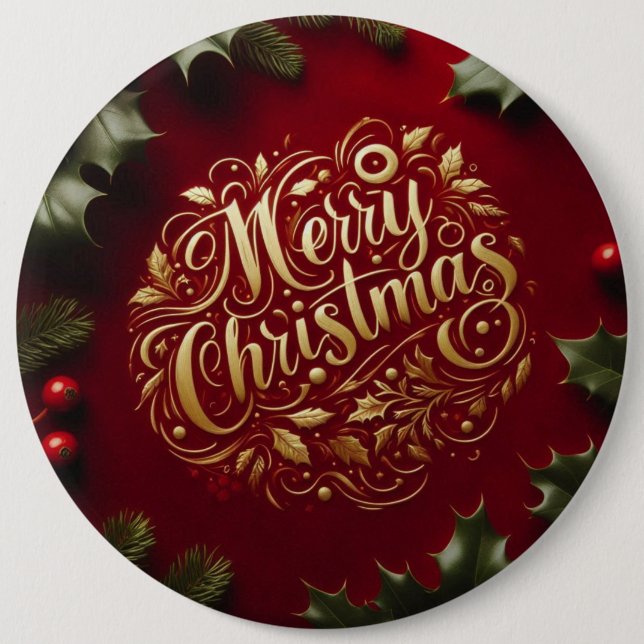 Merry Christmas greenery  Button (Front)