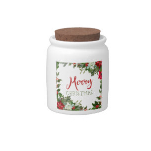 Merry Christmas greenery Candy Jar