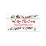 Merry Christmas Greenery CranBerries Gold Label<br><div class="desc">Chic, modern and simple botanical greenery Christmas gift label features your custom text in festive red elegant hand written script calligraphy on a white background with a stylish touch of watercolor eucalyptus greenery foliage, hand painted red berries and gold lines. Simply add your personal text and names. Exclusively designed for...</div>