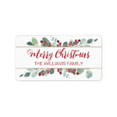 Christmas Address Labels - Set Of 80 Vintage Holly Greenery Stickers For Holiday Mail