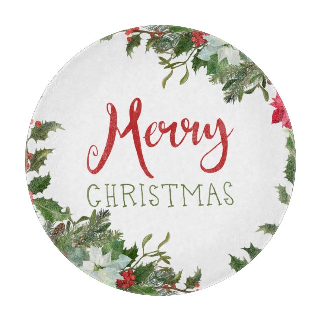 Merry Christmas greenery  Cutting Board (Front)