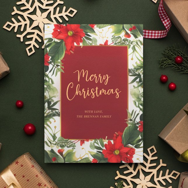 Merry Christmas Greenery Flat Holiday Card (Merry Christmas Greenery Flat Holiday Card)