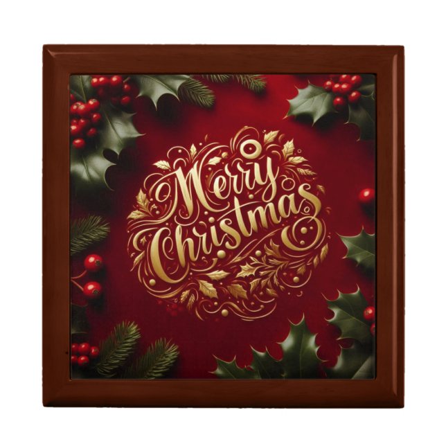Merry Christmas greenery  Gift Box (Front)