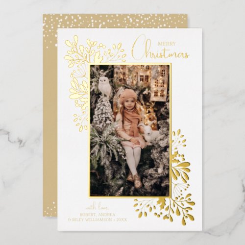 Merry Christmas Greenery Gold Foil Holiday Card