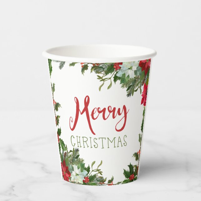 Merry Christmas greenery  Paper Cups (Front)