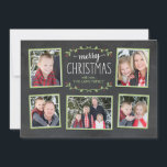 Merry Christmas Greenery Photo Card<br><div class="desc">Folk inspired Christmas greenery on a chalkboard backdrop.</div>