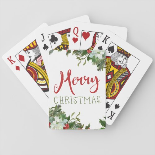 Merry Christmas greenery  Poker Cards